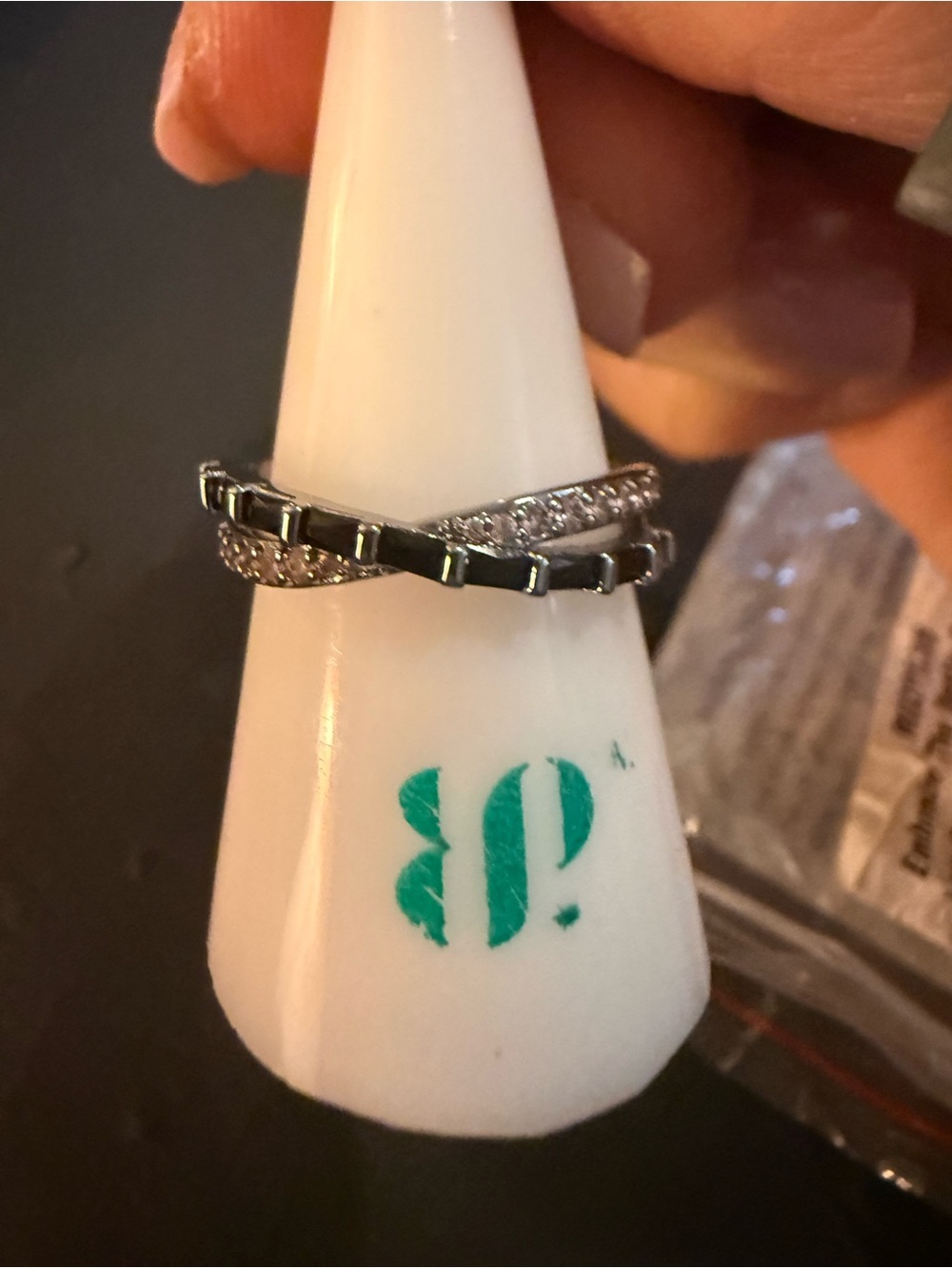 Hematite Twisted Pave and Link Ring